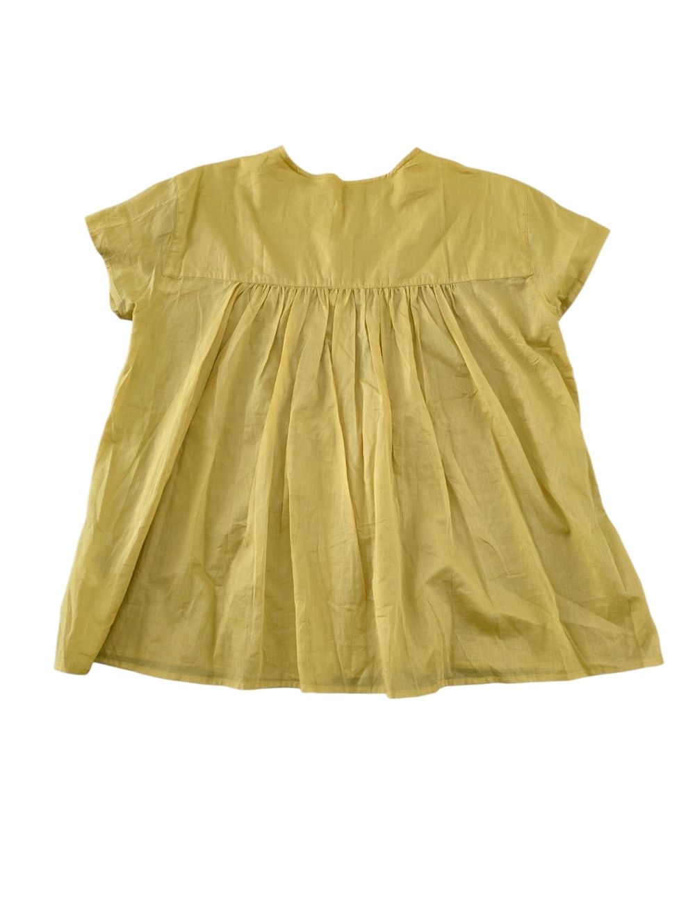 URBAN RESEARCH DOORS Mustard/Green Cotton Blouse Japanese Minimalist, Oversized - Picture 3 of 7